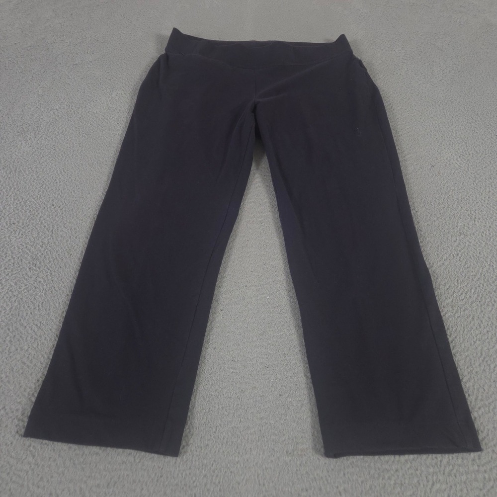 Lands' End Pants Womens 1X Petite Navy Starfish Refine Straight Cotton Stretch